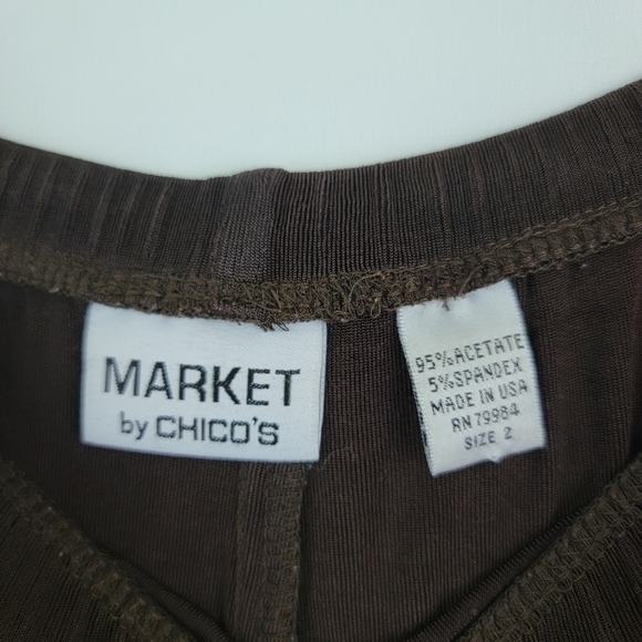 MARKET By Chico's Brown Jersey Stretcy Pull-On Pants Size 2 Elastic Waist - Picture 7 of 9